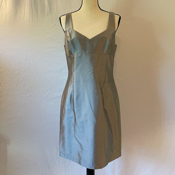 Georgiou Studio Silver Silk Cocktail Dress – Size 10 - Picture 1 of 16